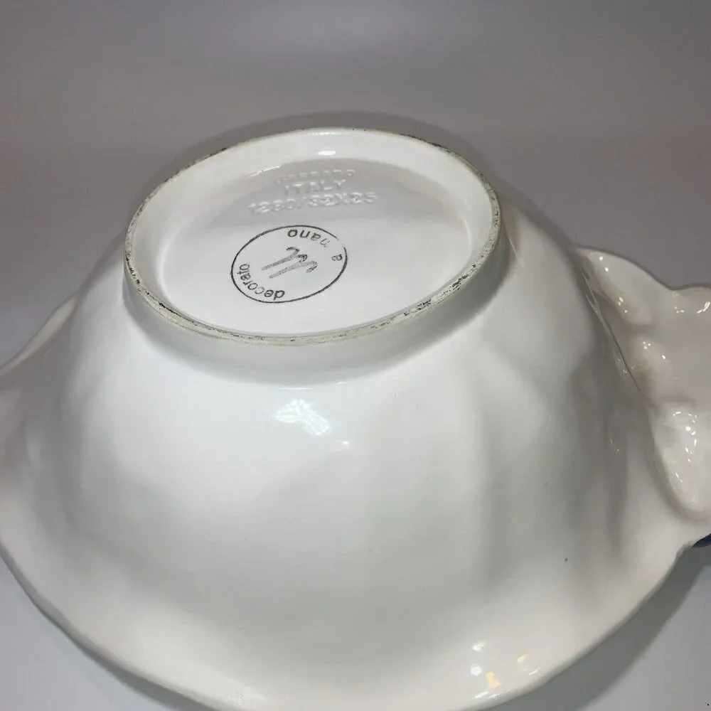 Bassano Decorato Armano Made in Italy Ceramic Fig Leaf Serving Bowl 1280/32x25